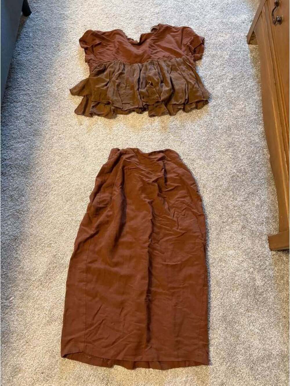 Vintage Rialto California Brown Two-Piece Top & Skirt Set SMALL